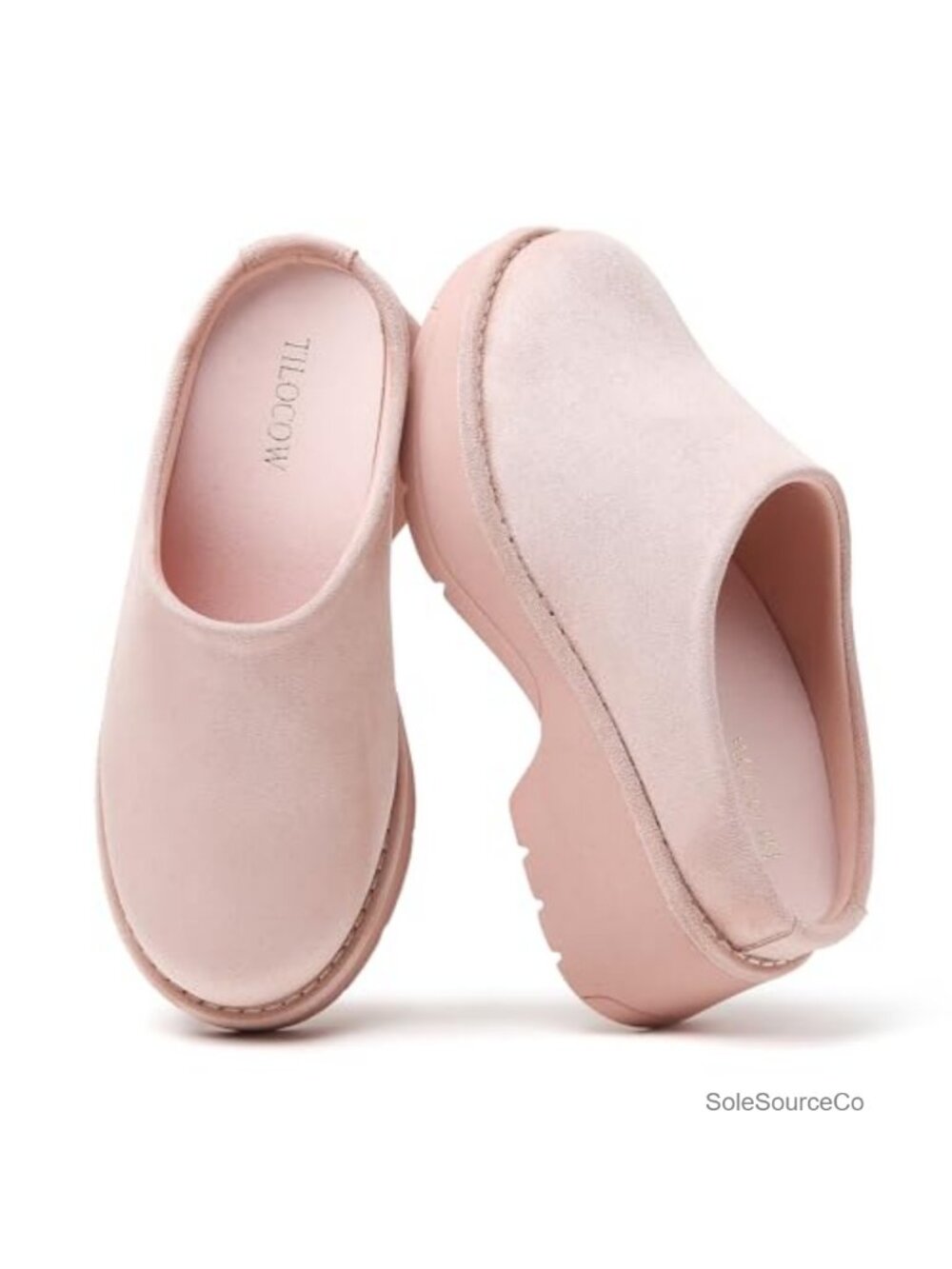 Platform Clogs Women Comfortable Slip-On Mules Closed Toe 2.2 Inch Heel
